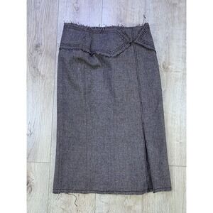 BGN Studio Brown‎ Wool Herringbone Tweed Long Straight & Pencil Skirt Size 38